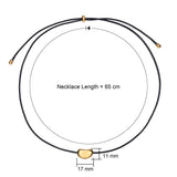 Gold Pebble Necklace with adjustable 65cm cord and size guide of pebble pendant