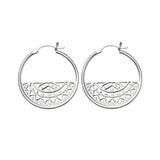 Sterling Silver Aztec Hoop Earring