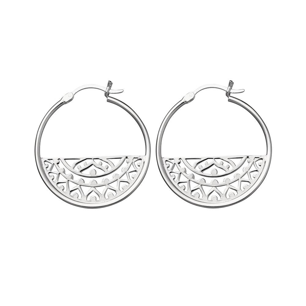 Sterling Silver Aztec Hoop Earring