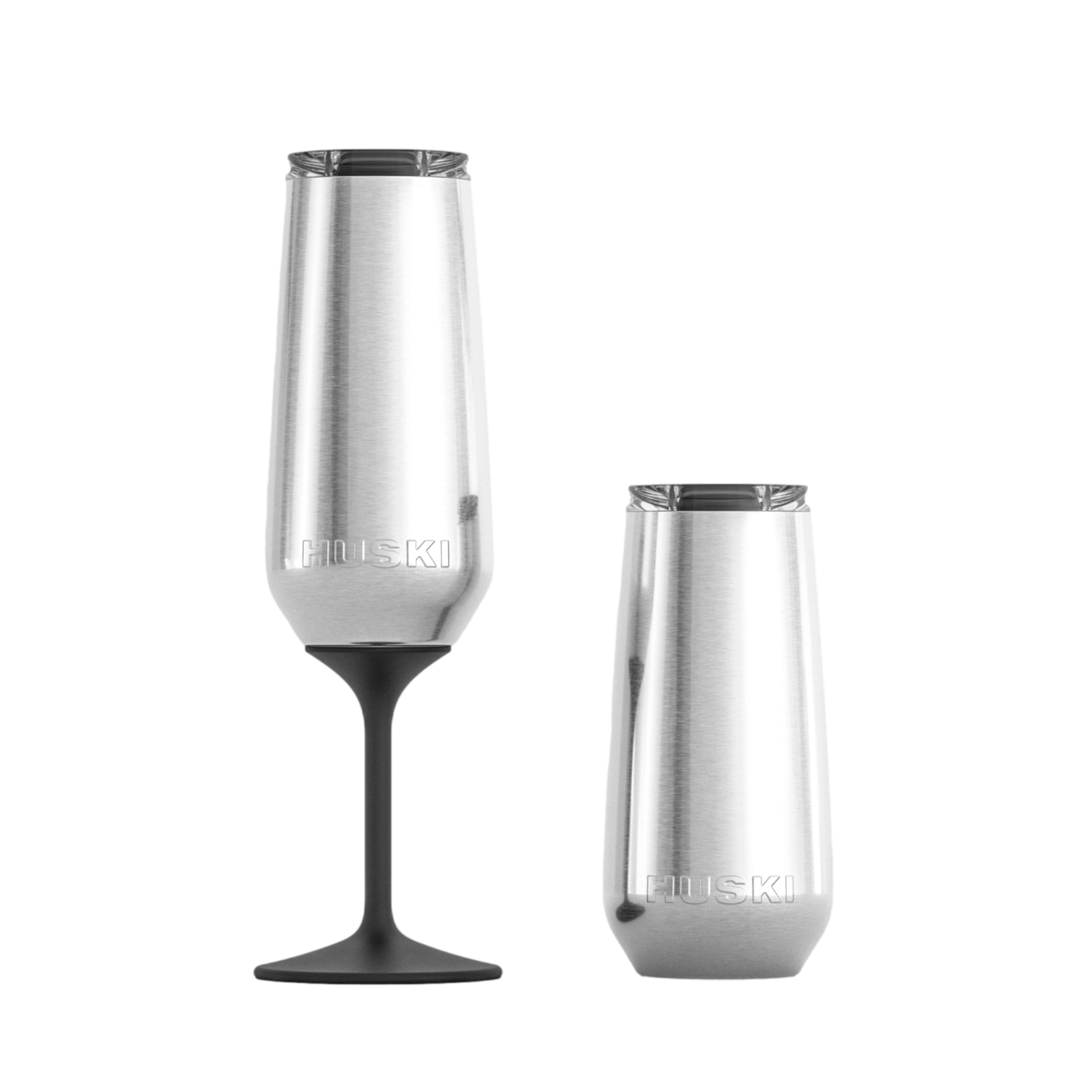 Huski champagne flute with our without stem add engraving 
