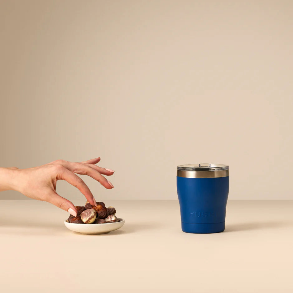 huski coffee keep cup in ocean blue