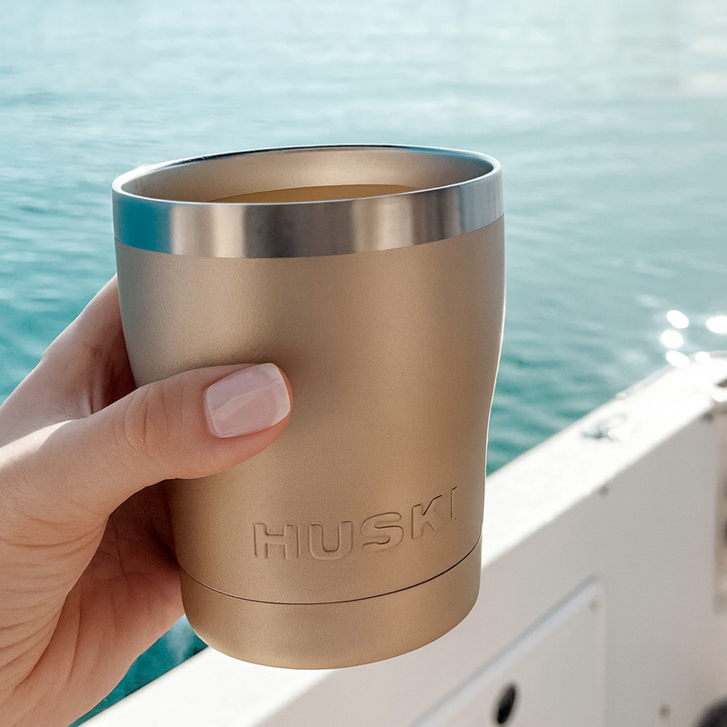 short tumbler from huski is perfect for coffee or wine outdoors