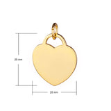 large heart tag pendant dimensions