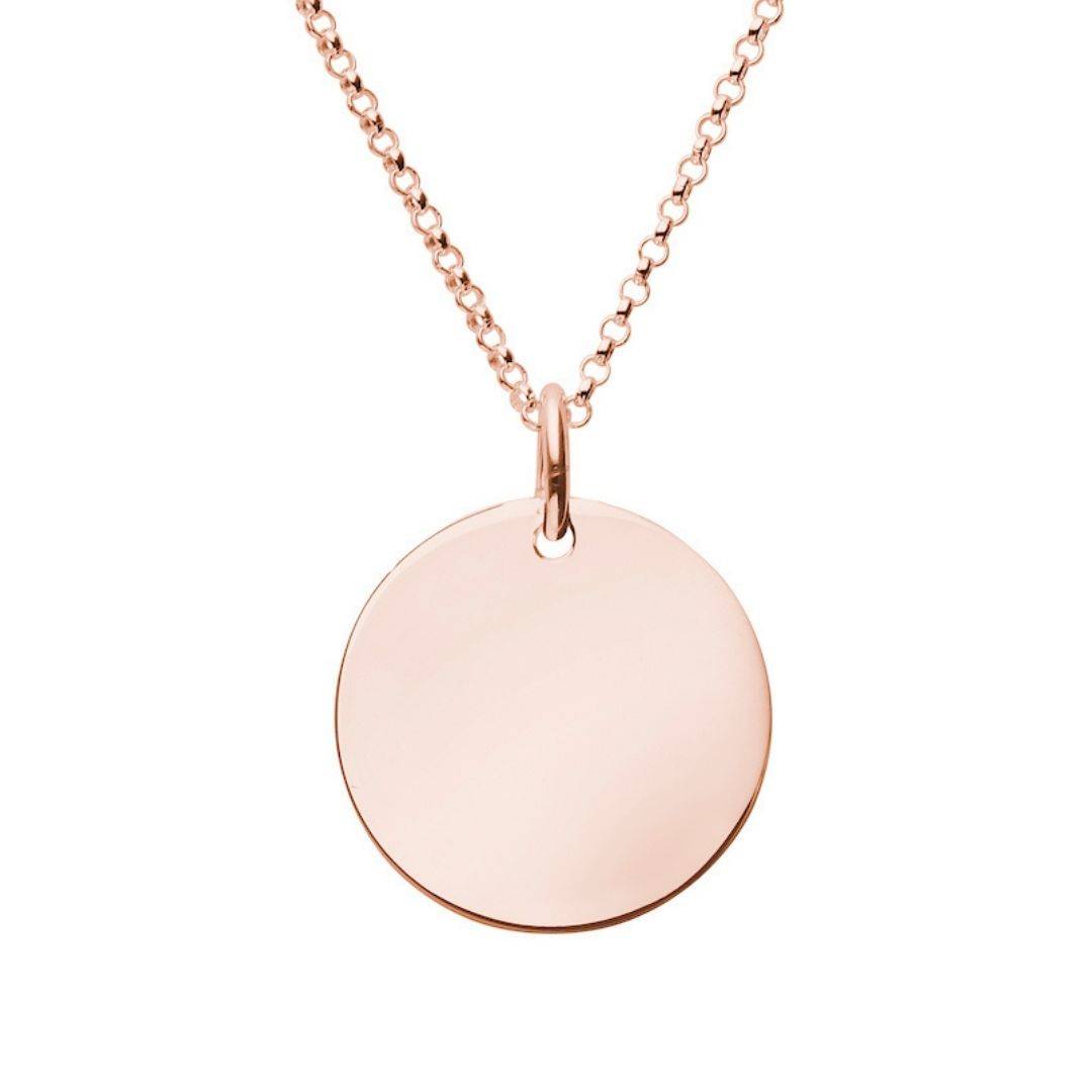 large rose gold disc necklace