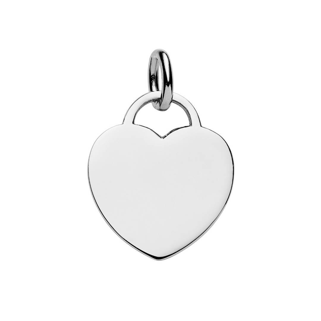 personalised large sterling silver heart tag pendant