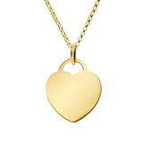 large yellow gold heart tag pendant with rolo chain