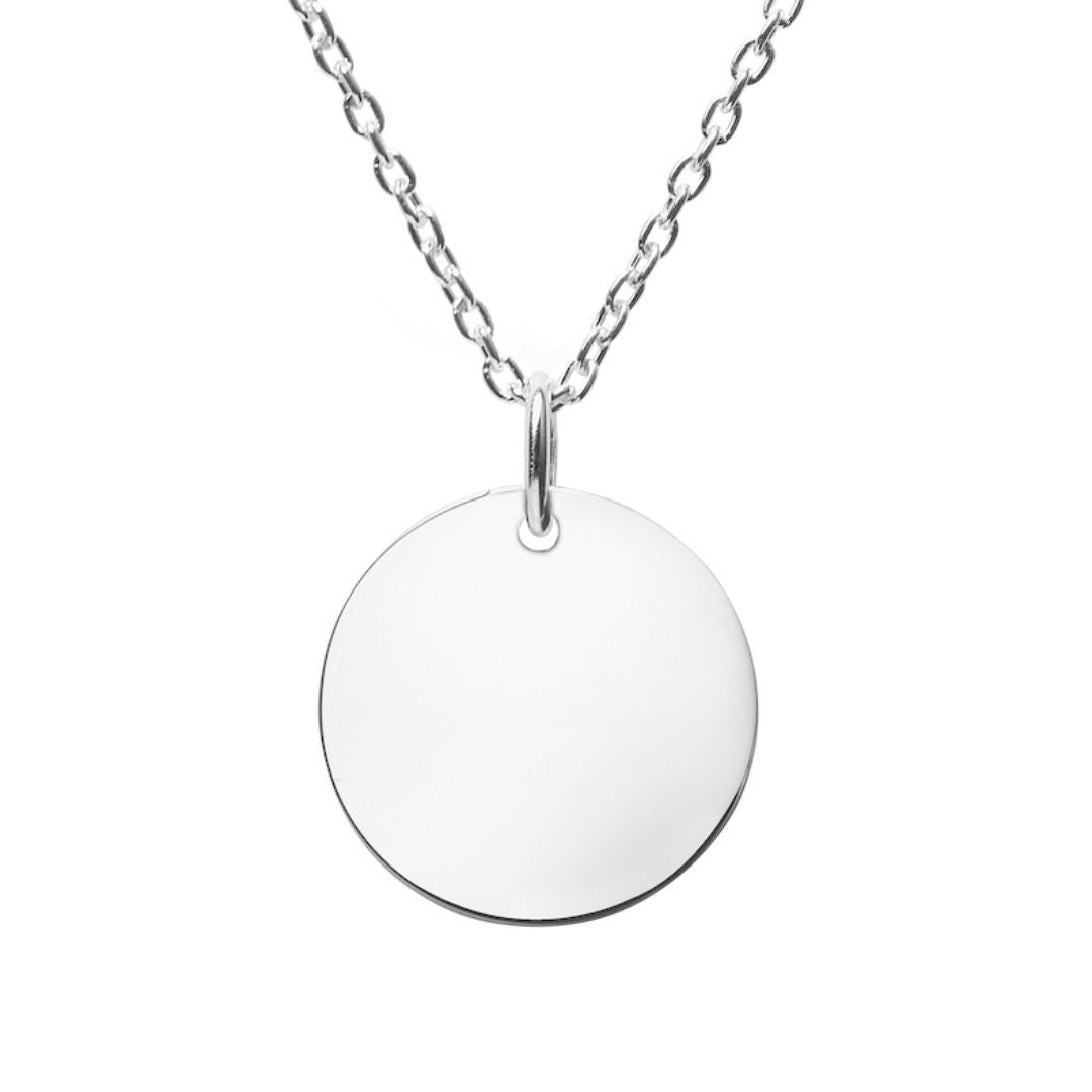 large disc necklkace with 70cm cable chain add engraving to pendant