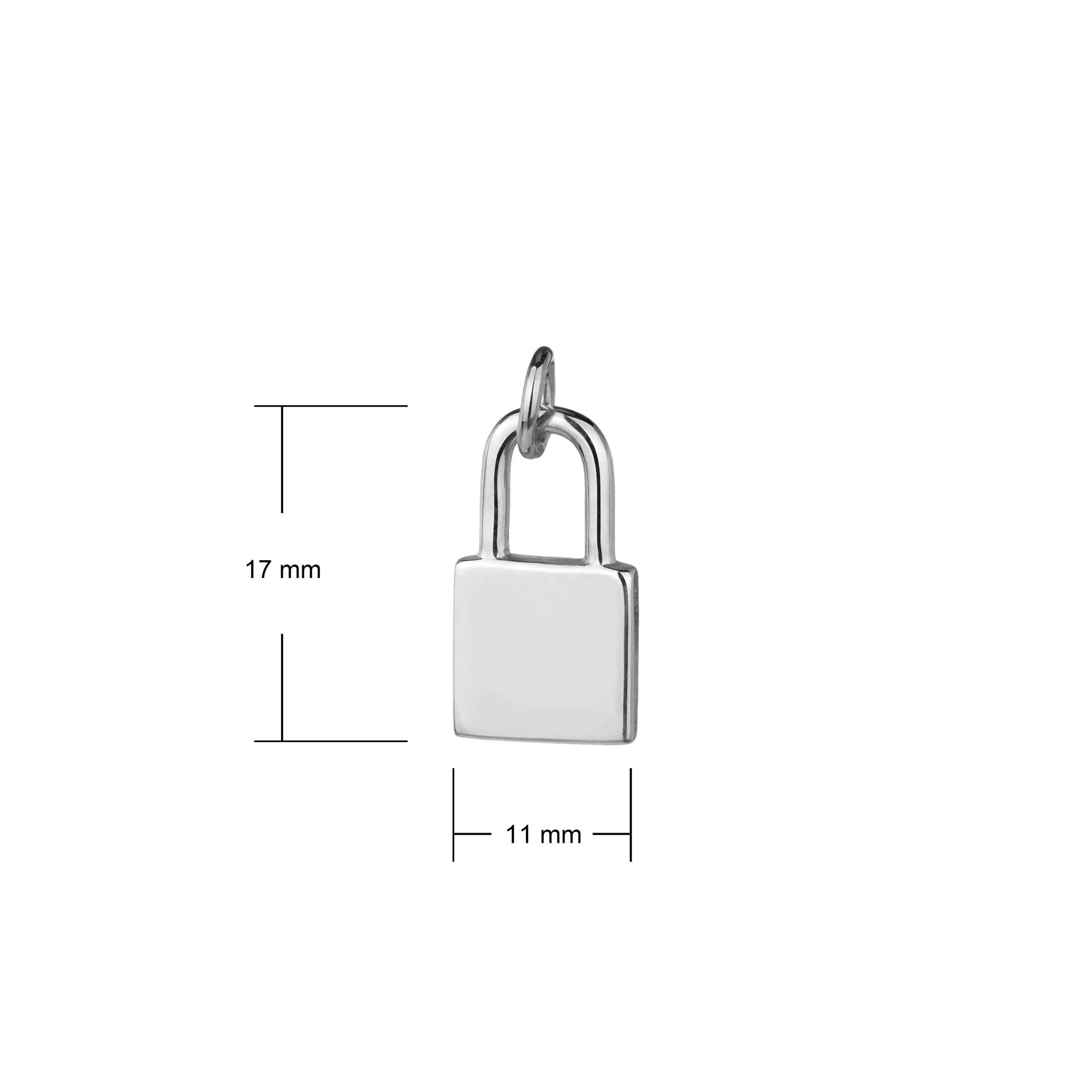 lock pendant dimension made of sterling silver