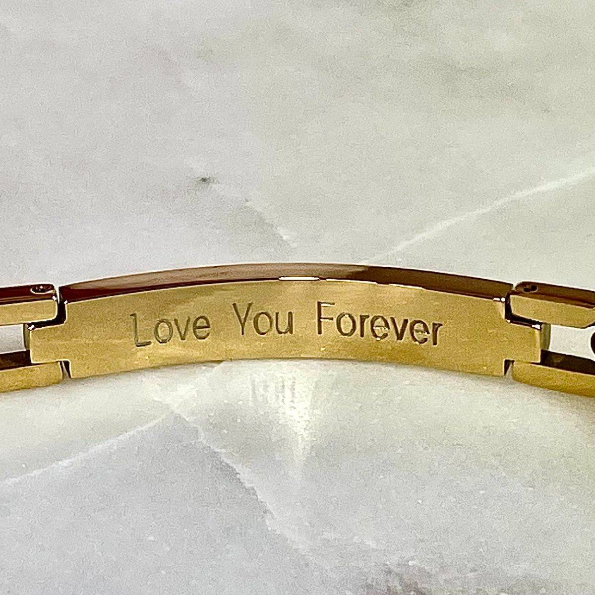 love you forever engraved on mens bracelet