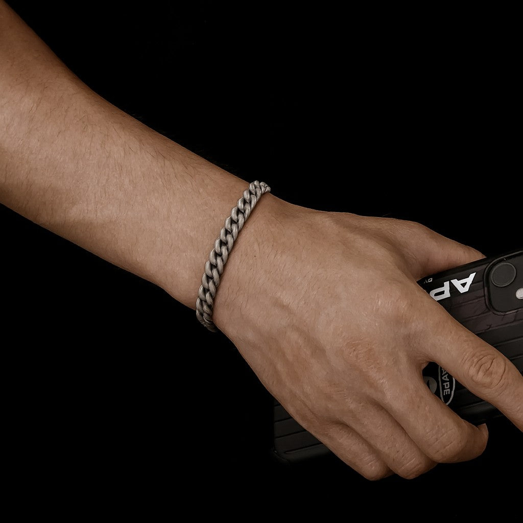 matte steel 8mm cuban link braclet for men