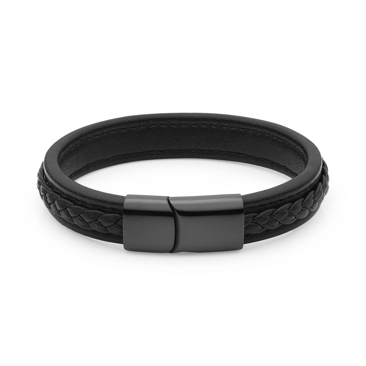 mens black leather bracelet