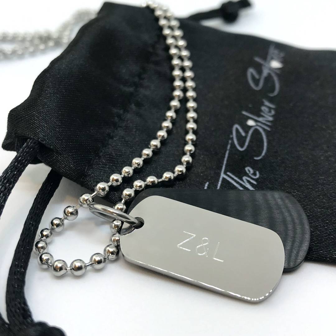 mens engraved dog tag necklace