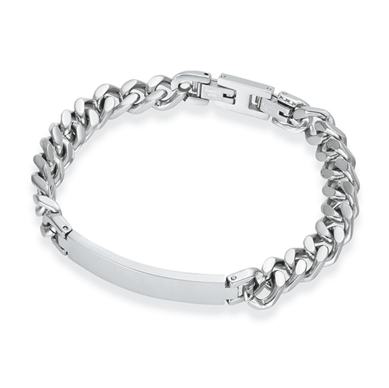 mens engraved steel id bracelet