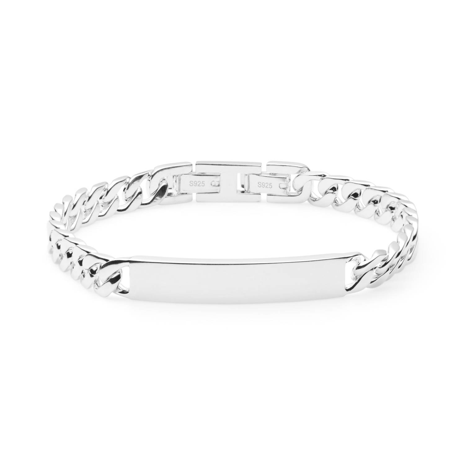 mens engraved sterling silver id bracelet with extension clasp