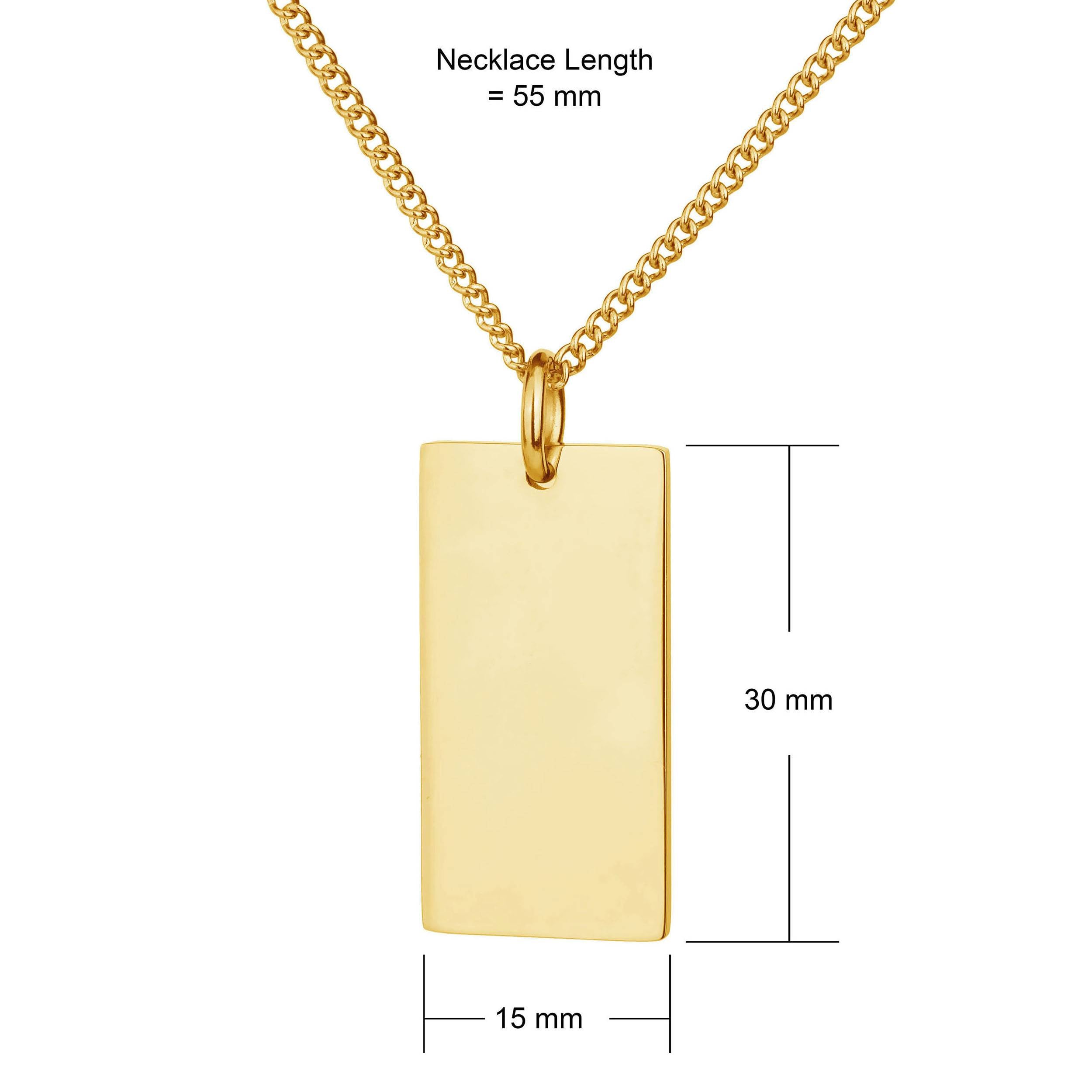 men's gold steel bar necklace dimensions