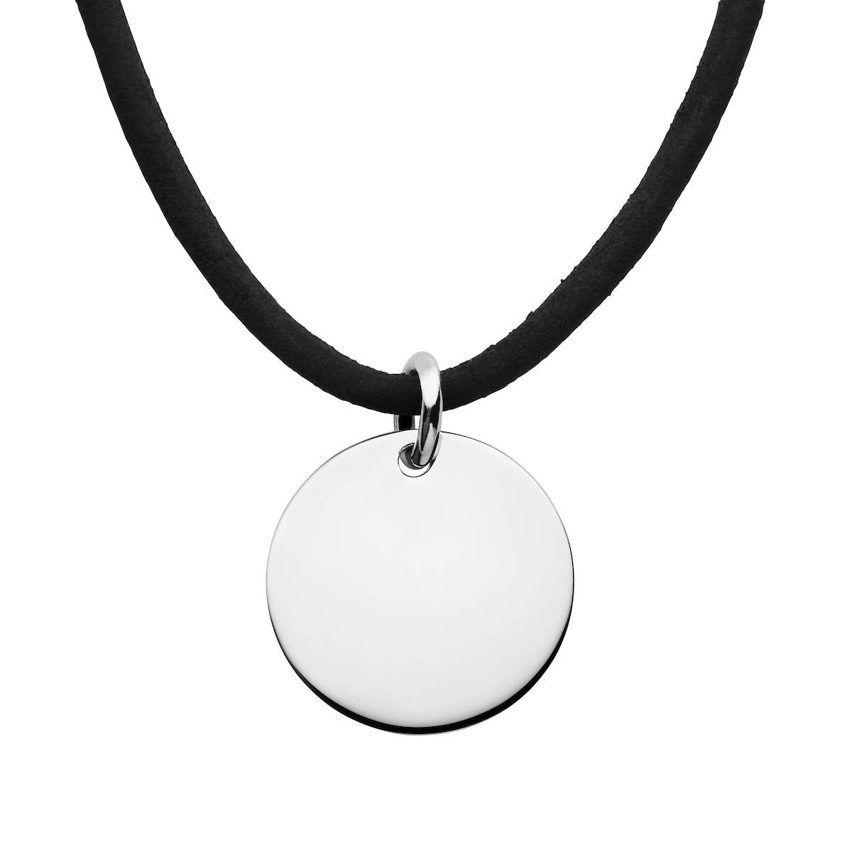 mens leather necklace with disc pendant