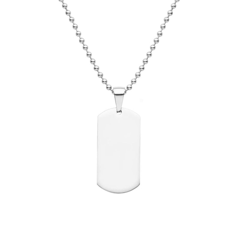 mens solid sterling silver dog tag necklace can be engraved both sides