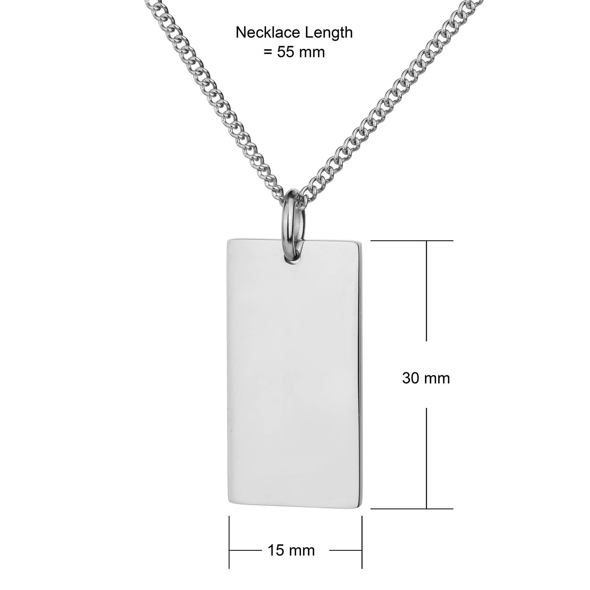 men's steel bar necklace dimensions