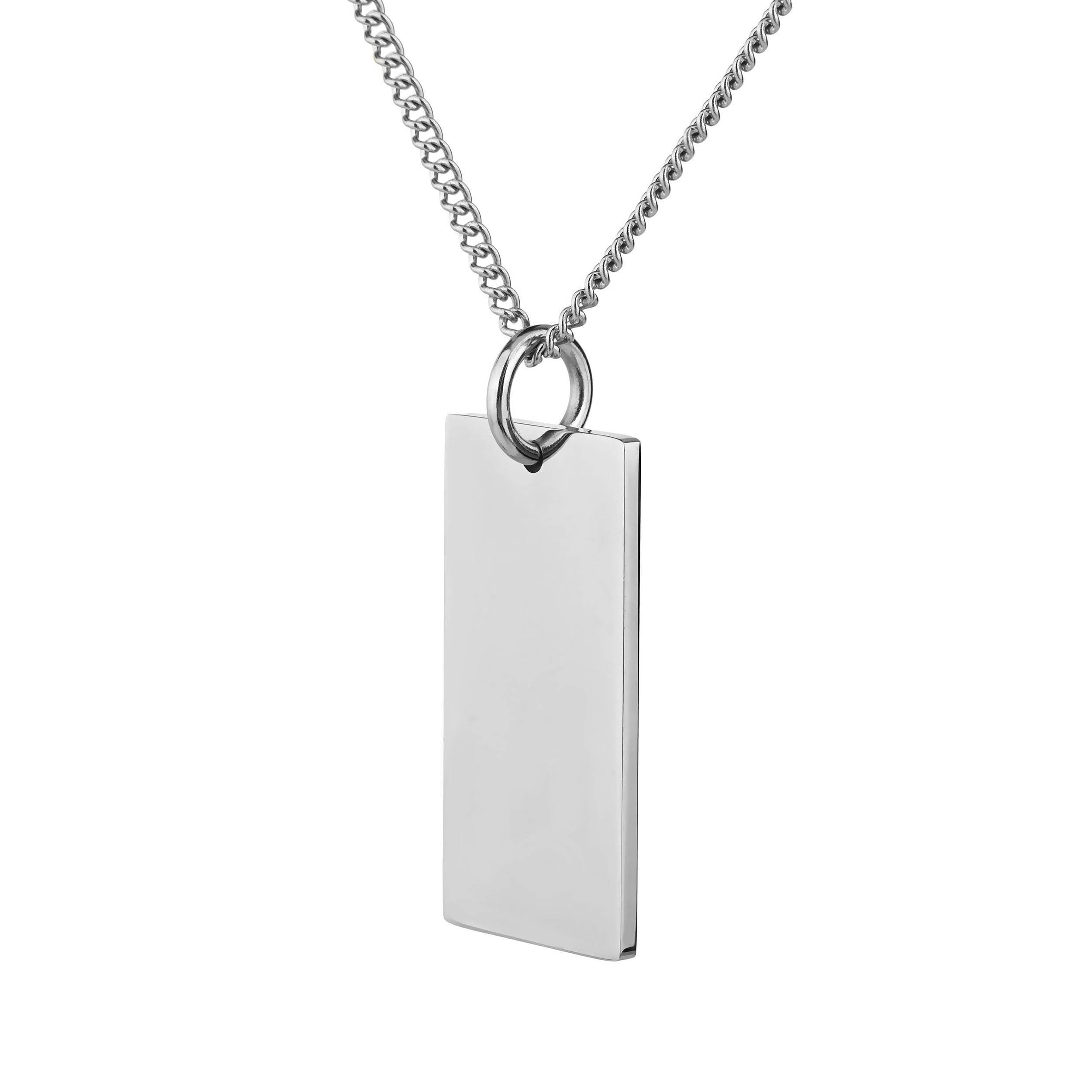 men's steel bar necklace side view