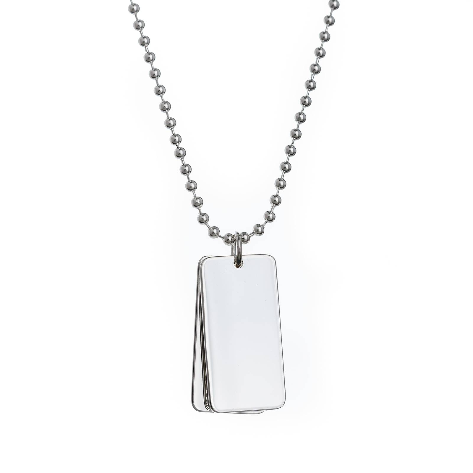 mens sterling silver double dog tag necklace