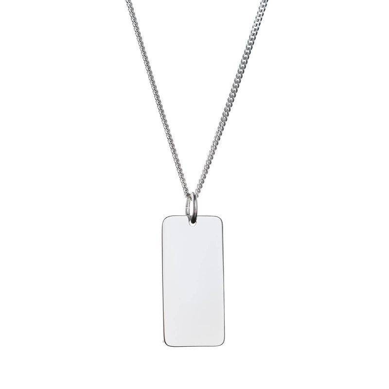 mens sterling silver bar necklace with curb chain