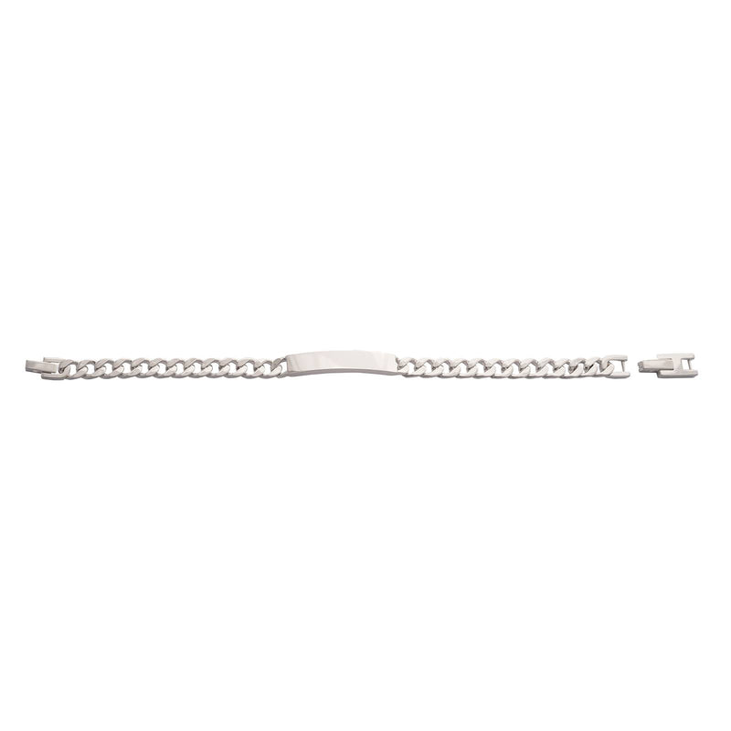 mens sterling silver id bracelet with extender link