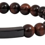 Mens Tiger's Eye Engraved Bead Bracelet