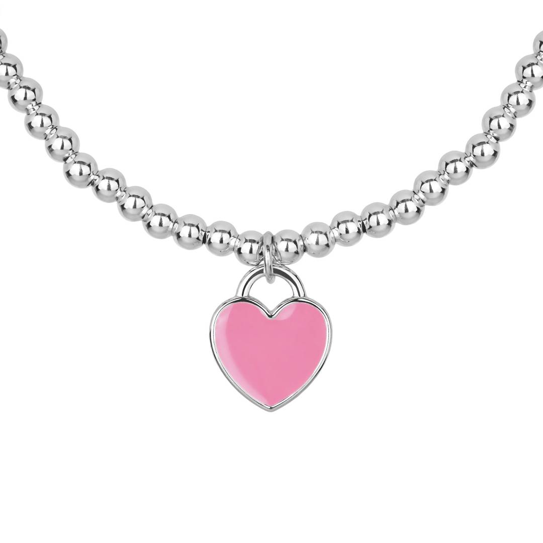 mini heart tag pendant with pink enamel detail