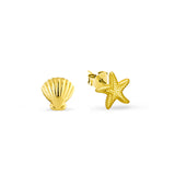Seashell and Starfish Stud Earrings