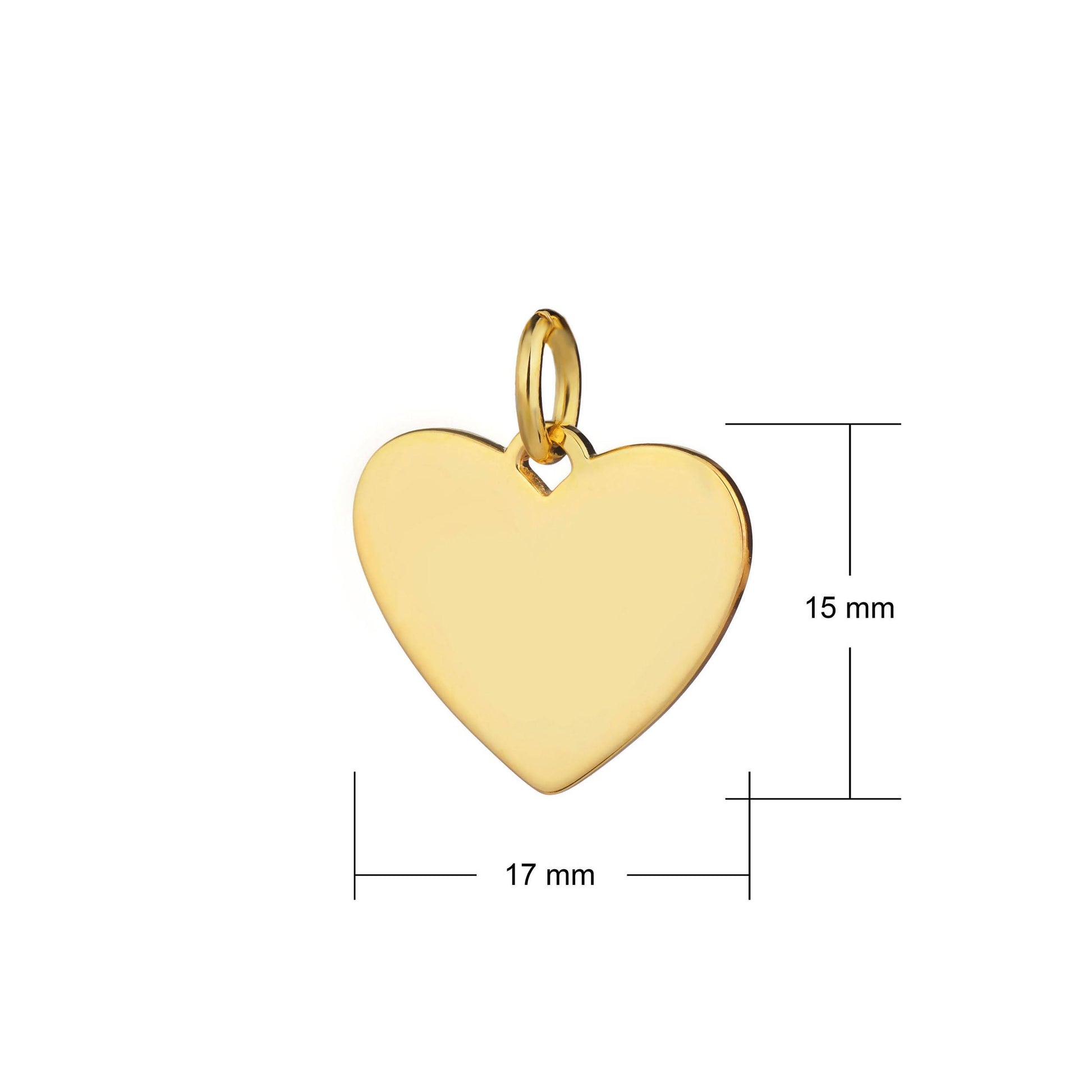 gold heart pendant 17m wide dimensions