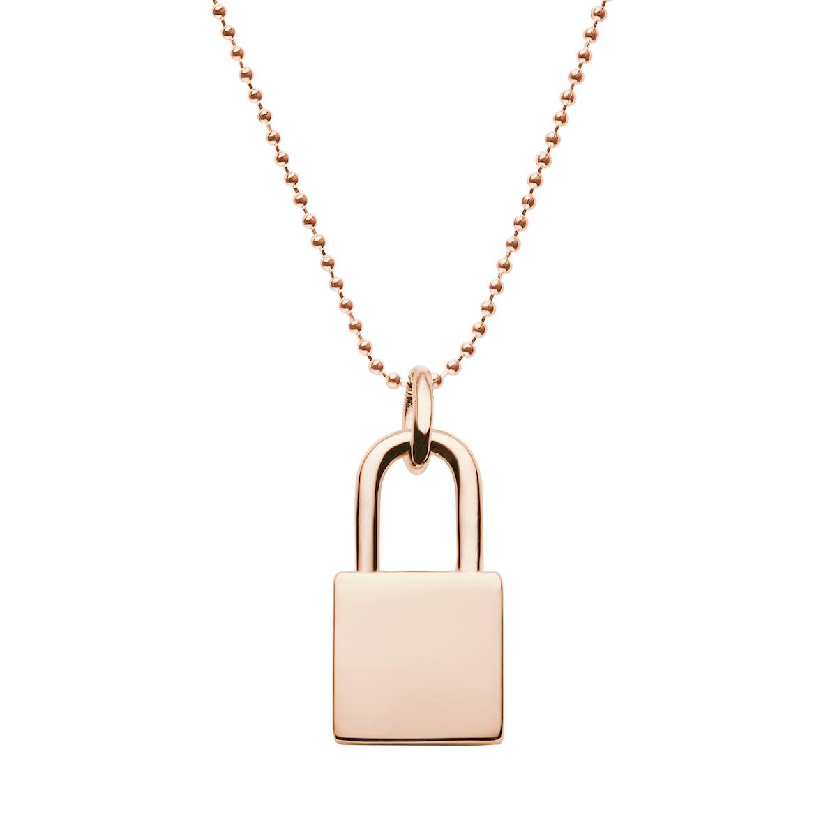 rose gold lock necklace with ball chain