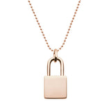 rose gold lock necklace with ball chain