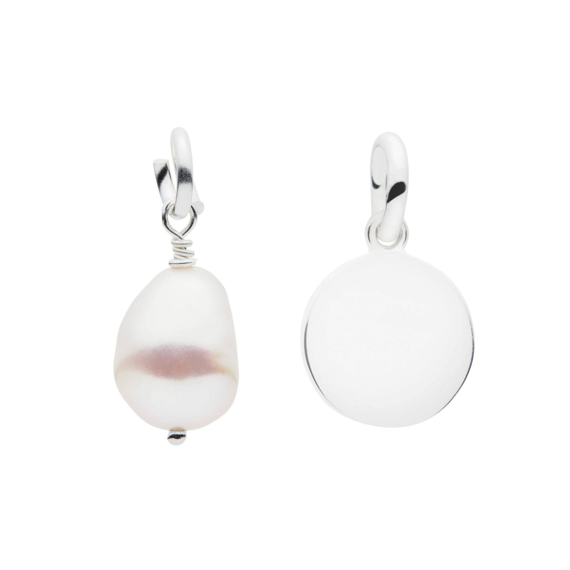 pearl and silver disc charm