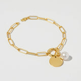 pearl and disc charm bracelet
