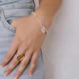 Pearl Bracelet With Silver Disc & Pearl Charm