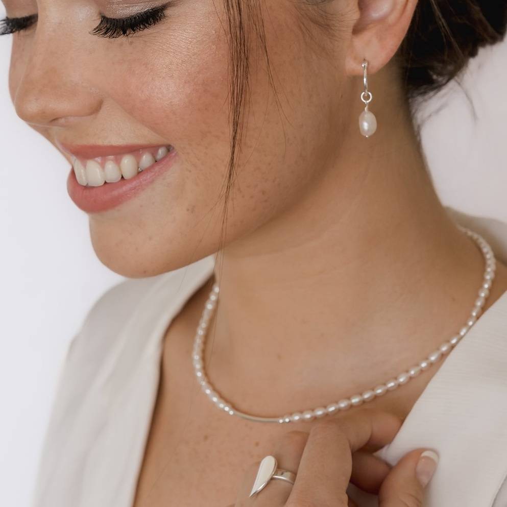 pearl necklace and earrings