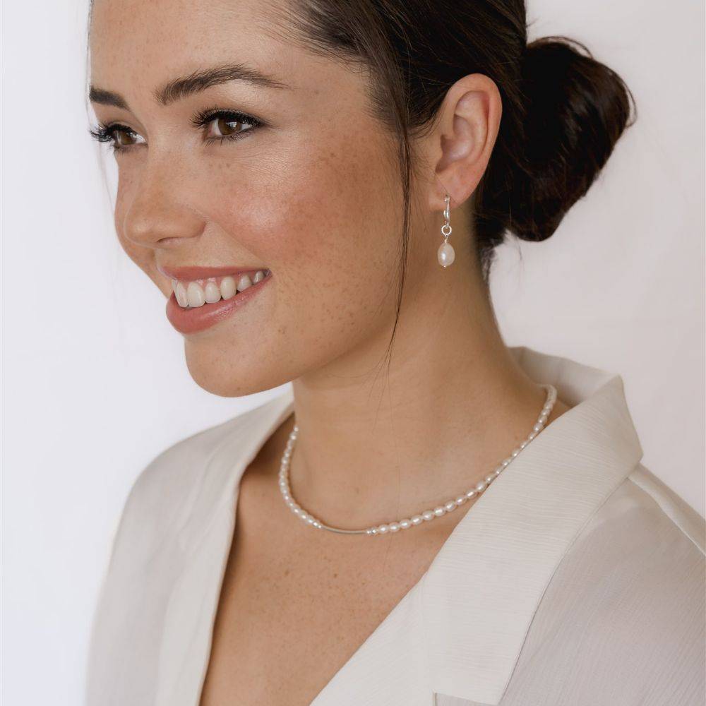 pearl necklace and matching earrings