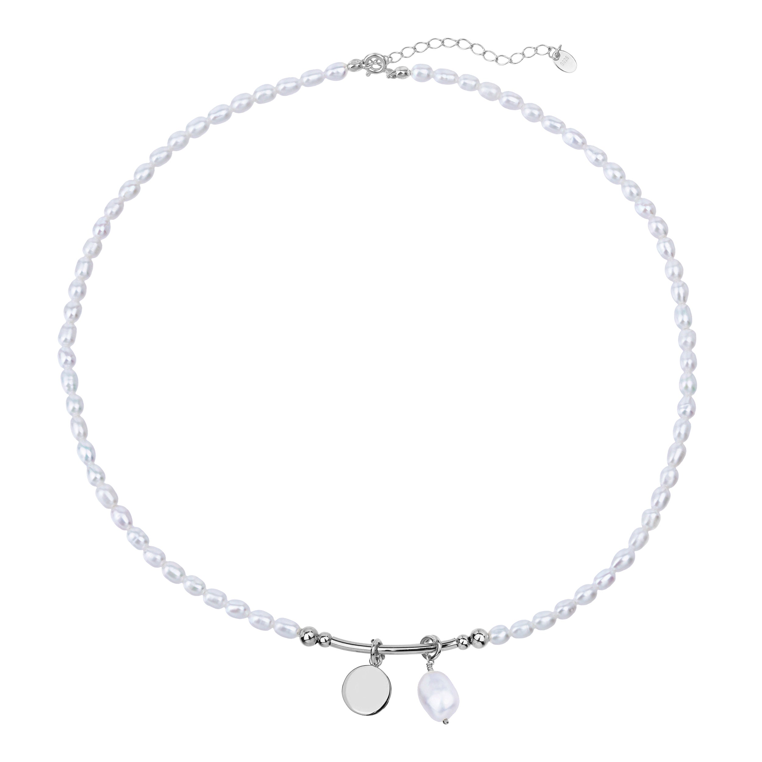 Pearl Necklace With Sterling Silver Detail