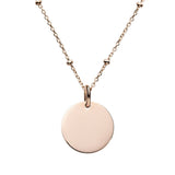 personalised rose gold satellite disc necklace engrave with any words or image