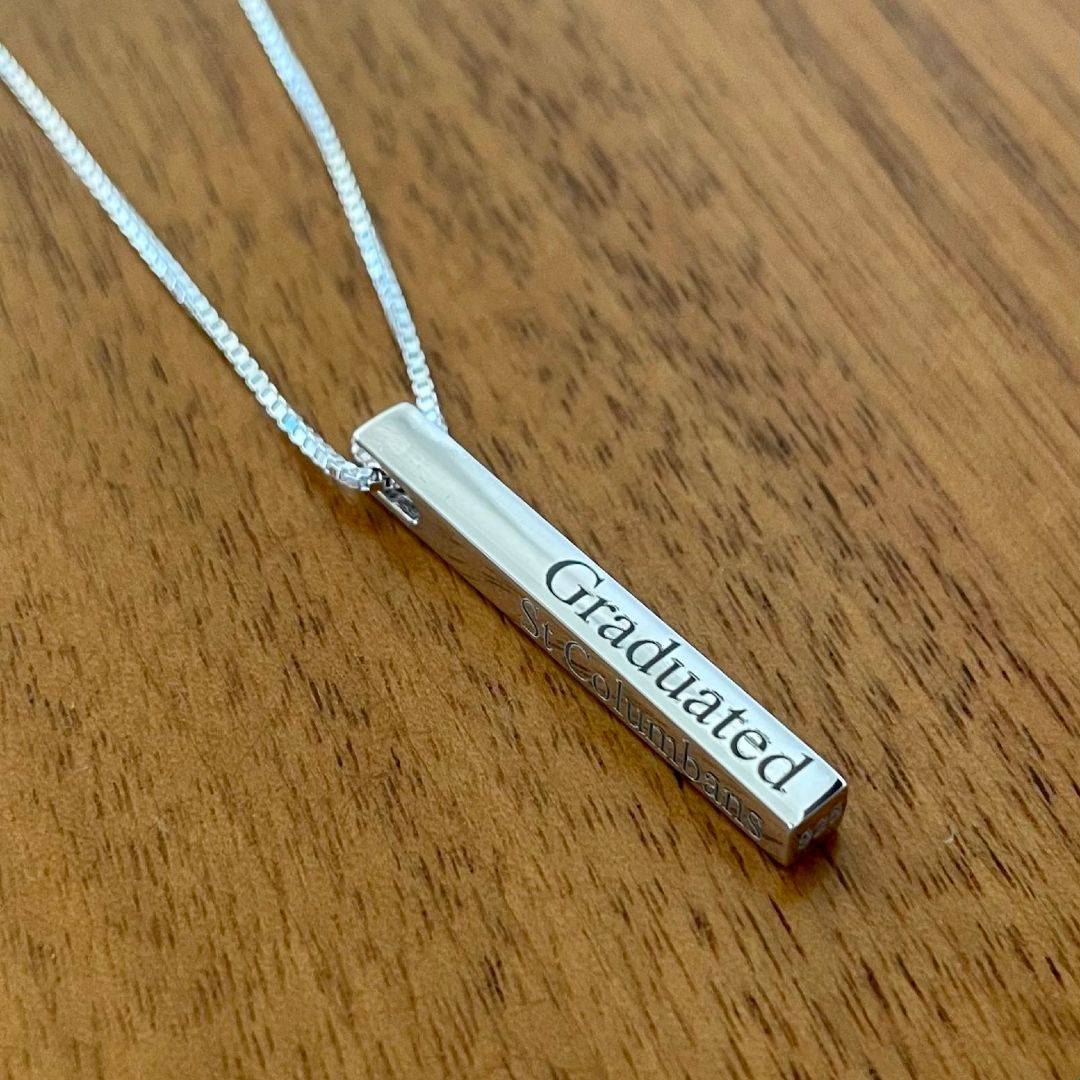 personalised silver necklace graduation present or school leaver gift