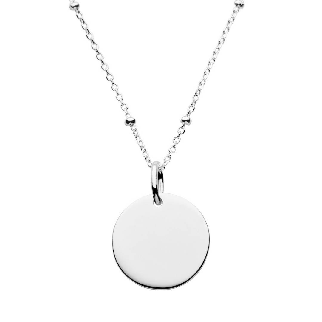 personalised silver satellite disc necklace