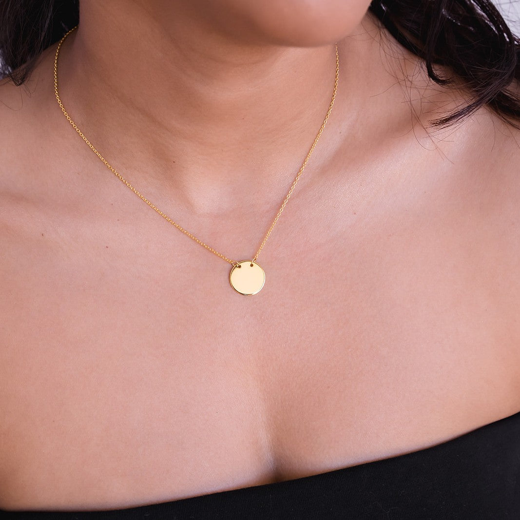 personalise gold disc necklace