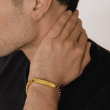 popular engraved gift for men gold steel bracelet 