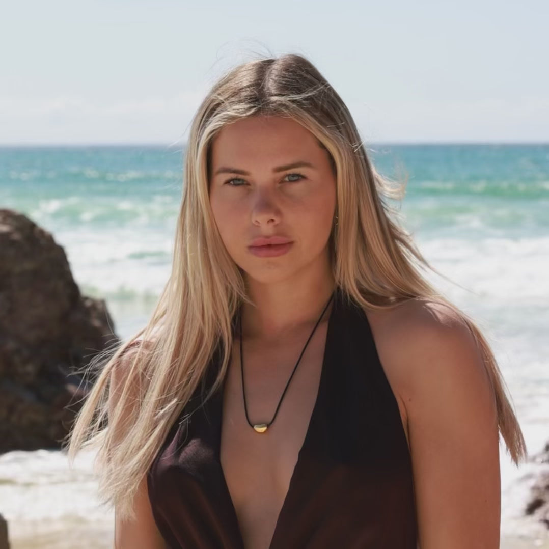 personalised gold pebble necklace