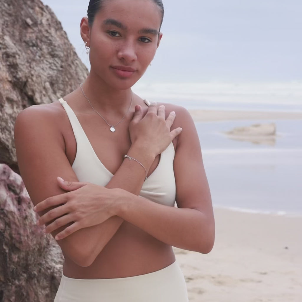 steel disc bracelet and mini disc necklace personalised