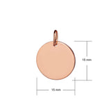 rose gold 15mm disc pendant dimensions