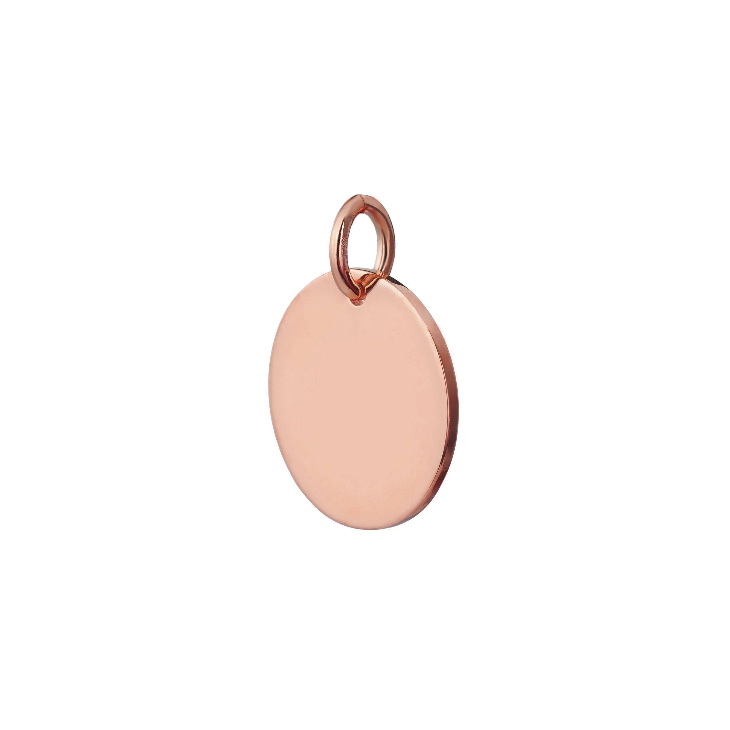 rose gold 15mm disc pendant side view