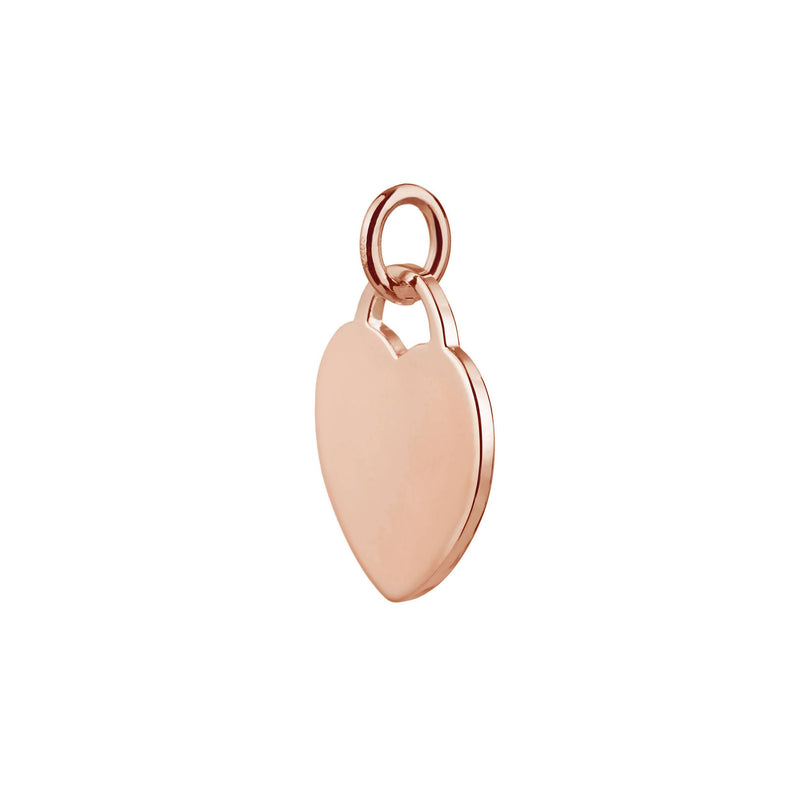 rose gold 15mm wide heart tag pendant side view