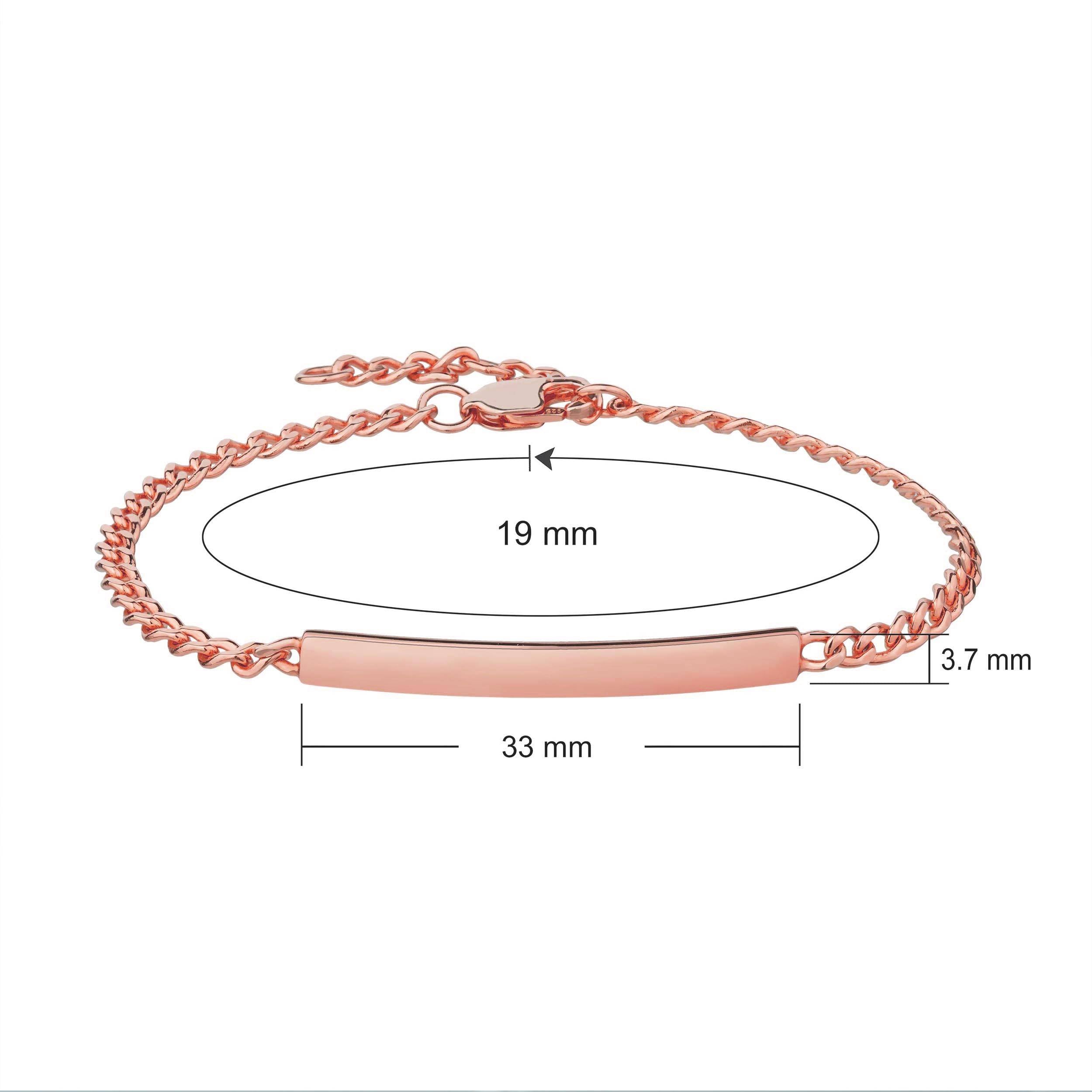 personalised rose gold bar bracelet 19cm