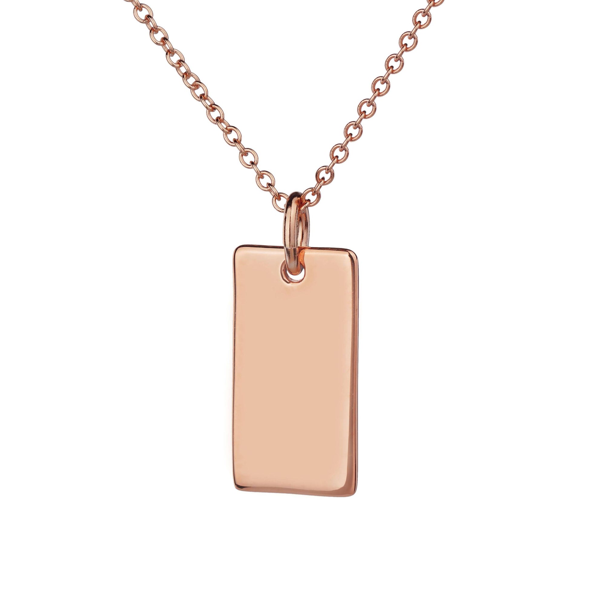 rose gold bar pendant with cable chain